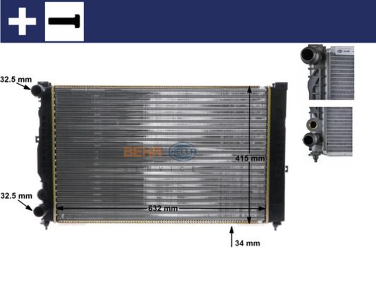 Радіатор охолодження двигуна для Audi A4 B5, A6 C5, VW Passat B5, Skoda Superb I MAHLE ORIGINAL CR 647 000S